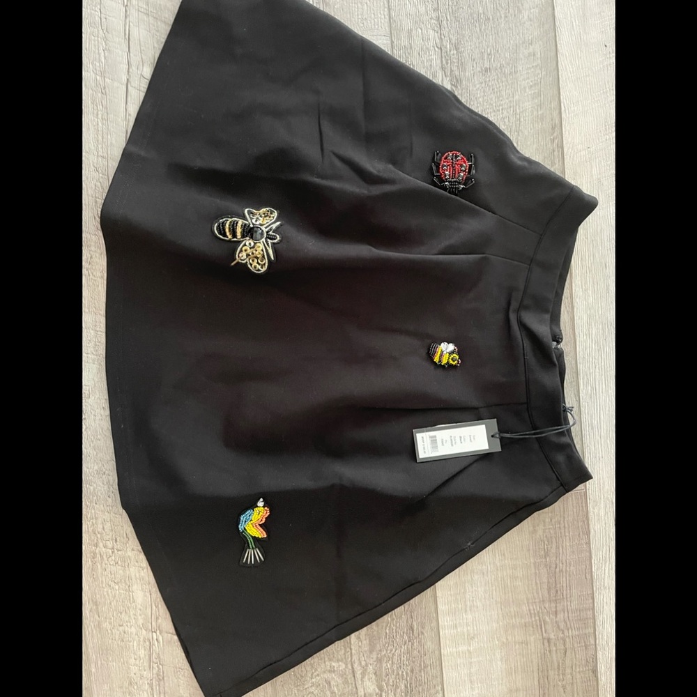 Romeo and Juliet Bead Embroidered black Skirt with ladybug and bumble bee
